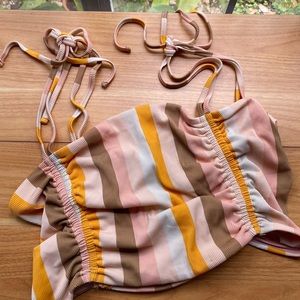 Plus Size Swimsuit Bikini Top, American Eagle, Aerie, XXL, Yellow, Pink, Tan